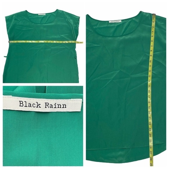 BLACK Rainn Green Short Sleeve Pleated Blouse - Picture 11 of 11